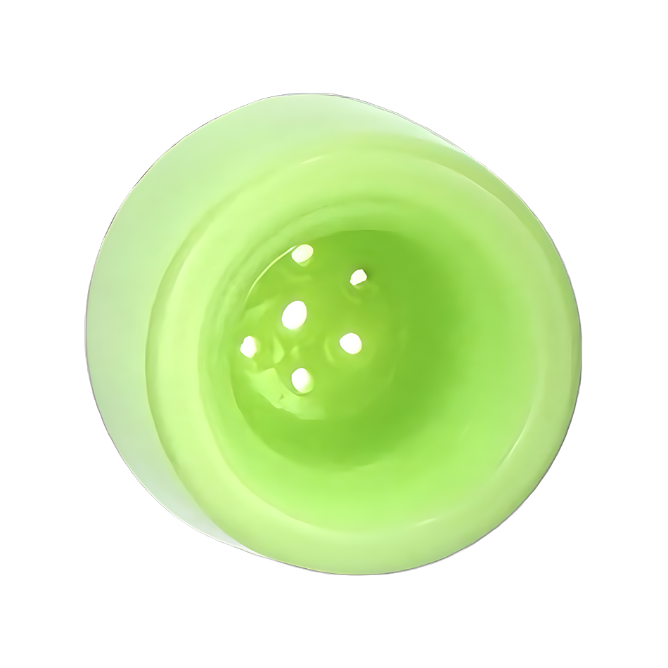 Top view of 18" AFM Symphony 9mm Glass Beaker Bong Bowl in Lime Green