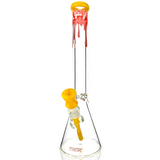 AFM 18" Drippy Clear Glass Beaker Bong with Yellow Accents and Deep Bowl