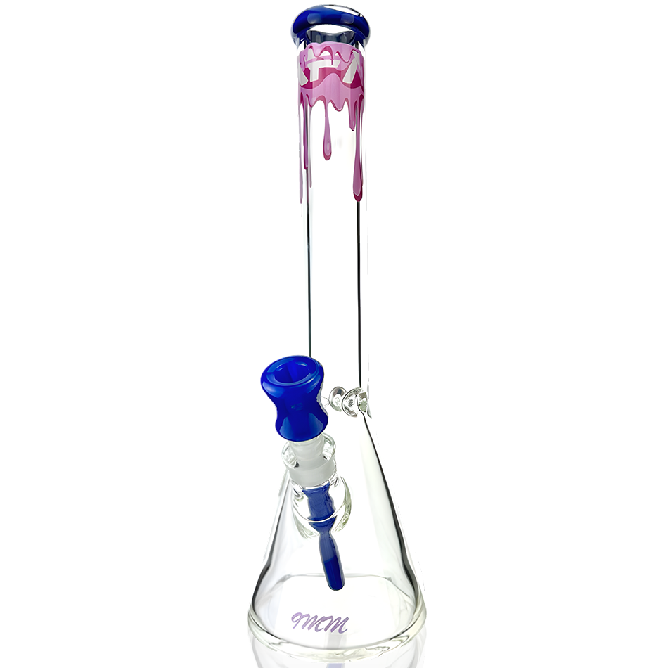 AFM 18" Drippy Clear Glass Beaker Bong with Purple Accents and 14mm Female Joint