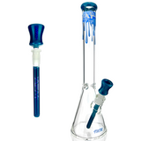 AFM Drippy Clear 9mm Beaker Bong Bundle with Blue Accents and Deep Bowl