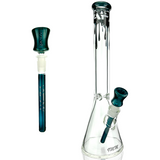 AFM 18" Drippy Clear 9mm Glass Beaker Bong Bundle with Colored Accents