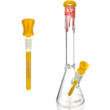 18" AFM Drippy Clear Glass Beaker Bong with Color Accents and Deep Bowl