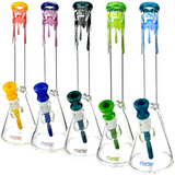 AFM 18" Drippy Clear 9mm Beaker Bongs with Color Accents and Borosilicate Glass