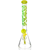 AFM Phoenix 9mm Clear Glass Beaker Bong with Yellow Accents and Showerhead Perc