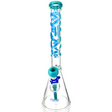 AFM 18" Phoenix Beaker Bong in Turquoise, 9mm Thick Glass, with Showerhead Perc - Front View