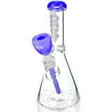 AFM Glass 12" Chubbi Beaker Bong with Purple Colored Lip and Showerhead Perc, Front View