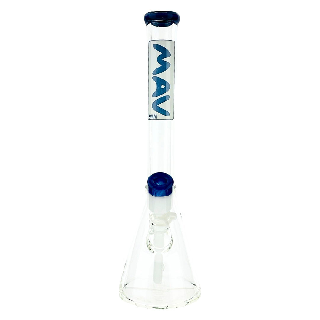 18" MAV Glass Layered Accented Beaker Bong with Borosilicate Glass, Front View on White Background