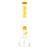 18" MAV Glass Layered Accented Beaker Bong with thick borosilicate glass and colored accents, front view