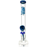 AFM 18" Wildstyle Graffiti 9mm Glass Beaker Bong in Blue, Front View on White Background