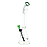 MAV Glass 18" x 9mm Bent Neck Beaker Bong with Maze Accents, Front View on White Background