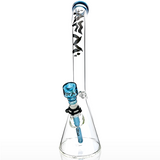 AFM 18" Wavy Bent Neck Glass Beaker Bong with 7mm Colored Lip and Deep Bowl Side View