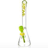 AFM 18" Wavy Bent Neck Beaker Bong with 7mm Colored Lip, 14mm Female Joint - Front View