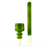 18" AFM Wavy Bent Neck Bong with Green Colored Lip and Deep Bowl - Front View