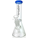 8" AFM Glass Mini Beaker Bong with Blue Colored Lip and Showerhead Perc - Front View