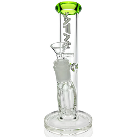 AFM 8" Mini Straight Tube Beaker with Colored Lip, Clear Borosilicate Glass, Front View