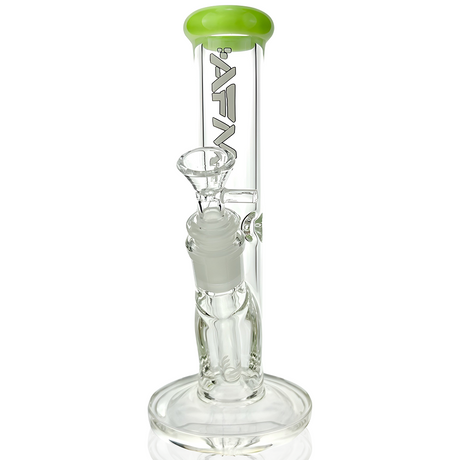 8" AFM Glass Mini Straight Tube Beaker with Green Colored Lip, Borosilicate - Front View