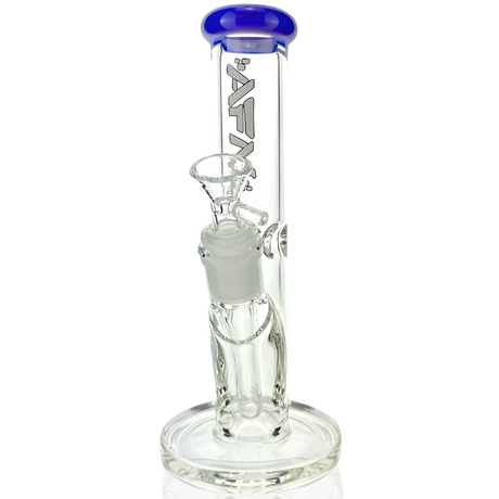 8" AFM Glass Mini Straight Tube Beaker with Blue Accents and Clear Borosilicate Body