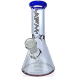 AFM 7" Full Color Mini Beaker Bong with Bent Neck and Colored Accents - Front View