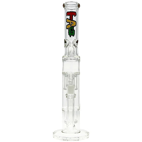 Thick Ass Glass 19" Rasta Double Showerhead Percolator Bong with Helical Splash Guard