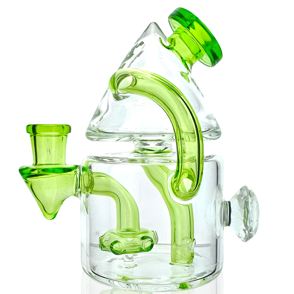 5.5" AFM Spaceship Glass Recycler Dab Rig with Bent Neck and Showerhead Perc