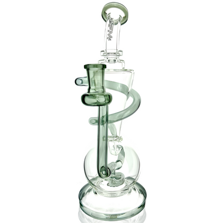 AFM Glass 10.5" Swirly Wiry Recycler Dab Rig with Quartz Banger & Carb Cap, Front View