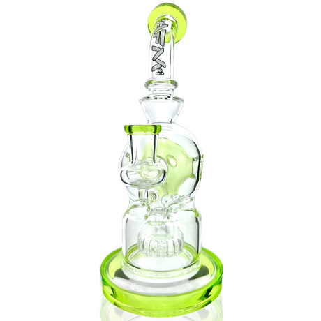 9" AFM Swiss Showerhead Perc Glass Dab Rig with Quartz Banger & Carb Cap, Front View