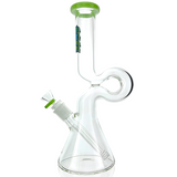 12" AFM Hunchback Beaker Bong with Colored Lip, 14mm Female Joint, Borosilicate Glass, Front View