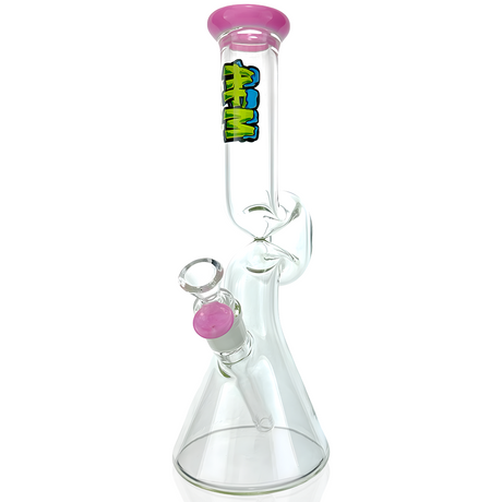 12" AFM Hunchback Glass Beaker Bong with Pink Colored Lip and 14mm Female Joint