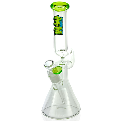 AFM 12" Hunchback Glass Beaker Bong with Lime Colored Lip and 14mm Female Joint