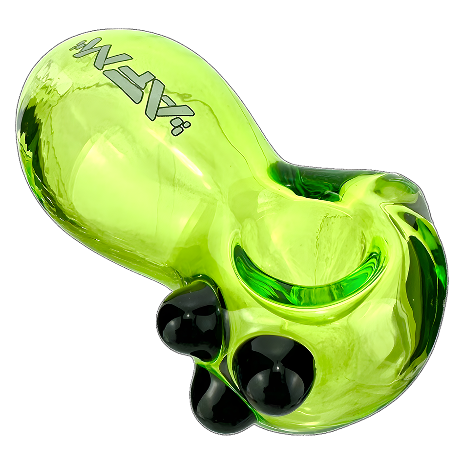 AFM 3.5" Egg-Shaped Colored Glass Hand Pipe in Green with Black Accents - Top View