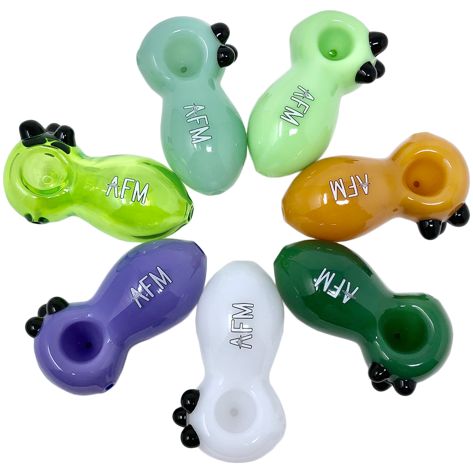 Assorted AFM Egg Colored Glass Hand Pipes, 3.5" size, displayed in various vibrant colors