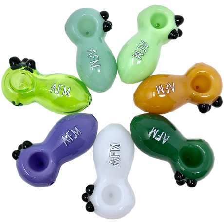 Assorted AFM Egg Colored Glass Hand Pipes, 3.5" size, displayed in various vibrant colors