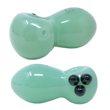 AFM 3.5" Egg Colored Glass Hand Pipe in mint green with deep bowl, front and back view