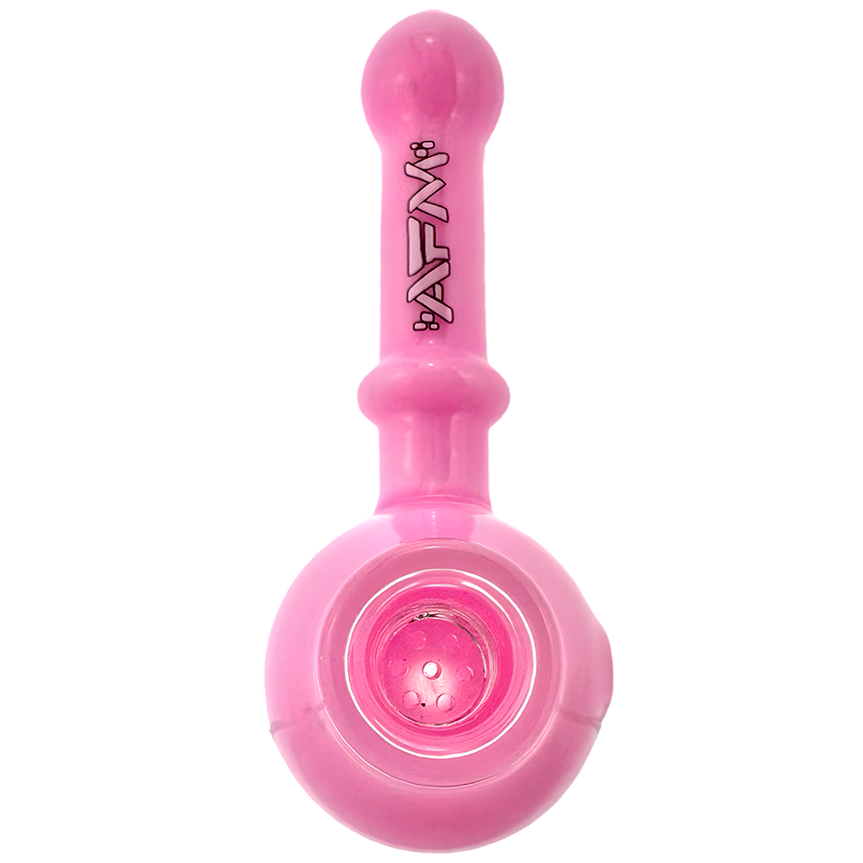 AFM 4.5" The Kenny Pipe in Pink - Top View with Deep Bowl and Colored Glass