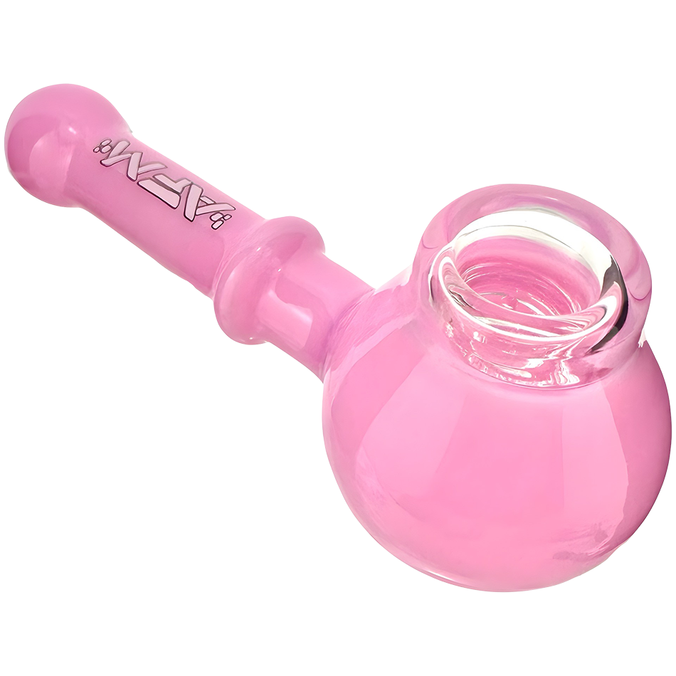 AFM 4.5" The Kenny Pipe in pink colored glass, clear side view on seamless white background