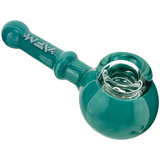 AFM 4.5" The Kenny Pipe in teal colored glass, top view showing deep bowl