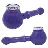 AFM The Kenny Pipe 4.5" in Purple Colored Glass, Angled Side View, Compact Hand Pipe