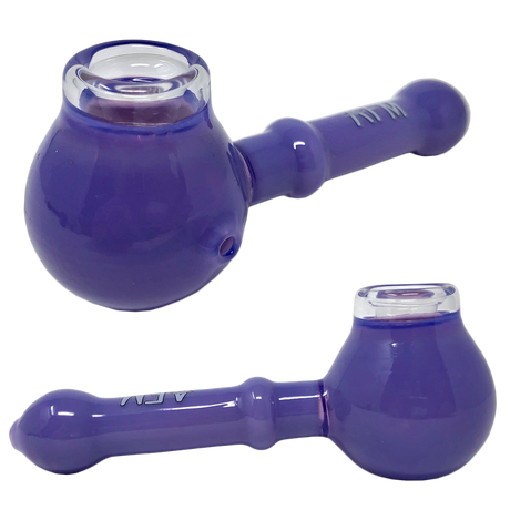 AFM The Kenny Pipe 4.5" in Purple Colored Glass, Angled Side View, Compact Hand Pipe