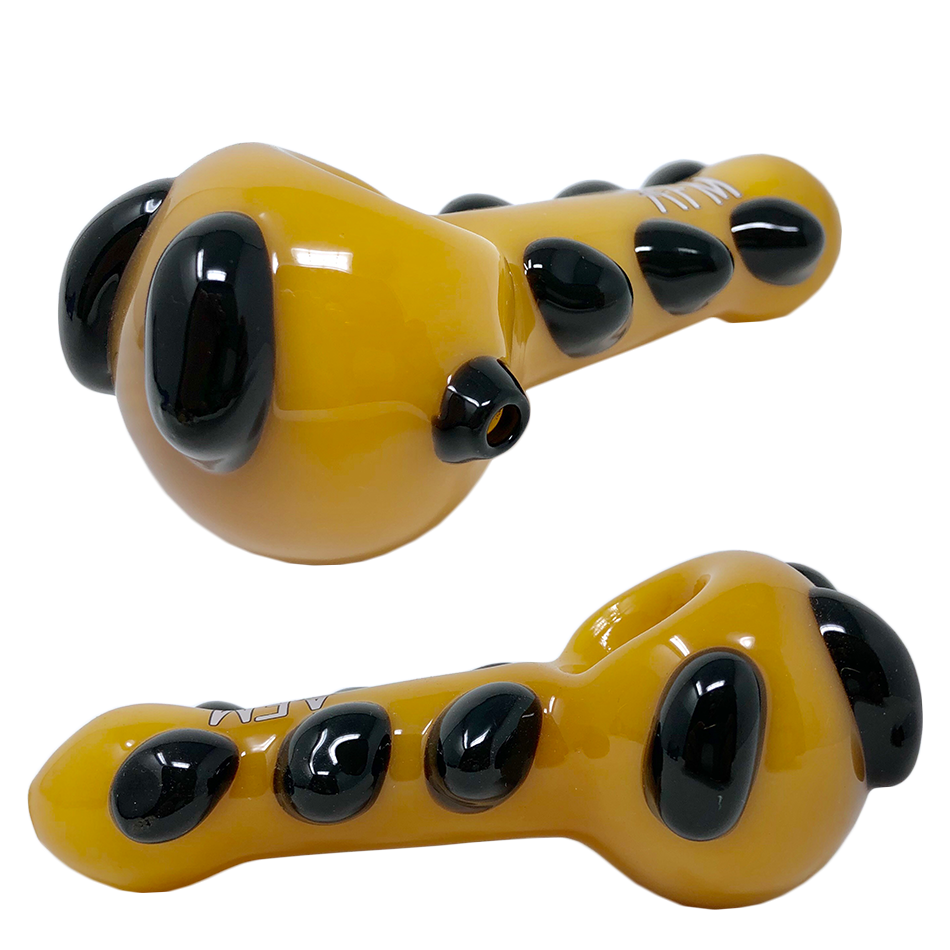 5" AFM Pupp Pipe in Yellow with Black Accents - Front and Side View Against White Background