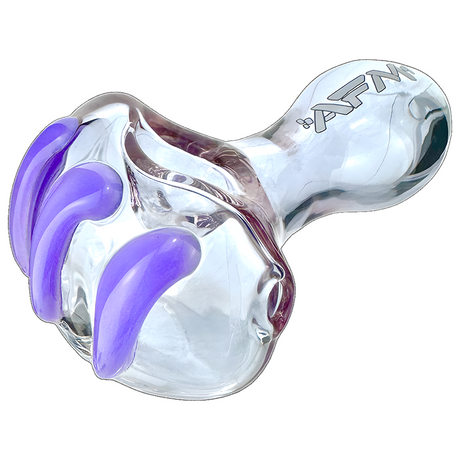 AFM 4.5" Tiger Claw Hand Pipe with Purple Accents, Borosilicate Glass, Top View