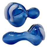 AFM 4.5" Tiger Claw Hand Pipe in Blue with Borosilicate Glass, Side and Top Views