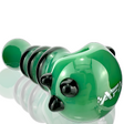 AFM 4.5" Tiger Stripe Green Hand Pipe with Deep Bowl - Side View on Reflective Surface