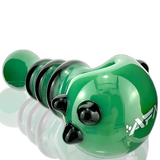 AFM 4.5" Tiger Stripe Green Hand Pipe with Deep Bowl - Side View on Reflective Surface