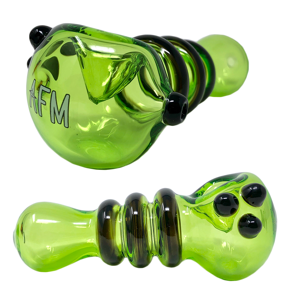 AFM 4.5" Tiger Stripe Color Hand Pipe with Deep Bowl - Top and Side Views