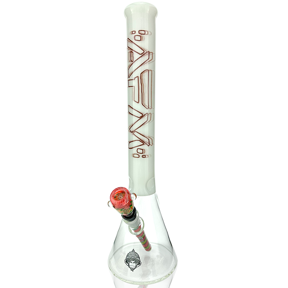 AFM 18" Void Glass Beaker Bong with deep bowl and colored accents, front view on white background