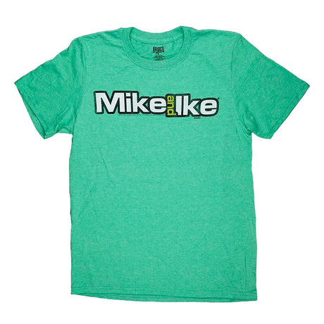 Brisco Brands Mike And Ike Logo T-Shirt in Heather Green, Front View on White Background