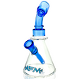 AFM 8" One Shot Clear Glass Mini Dab Rig with Bent Neck and Blue Accents - Front View