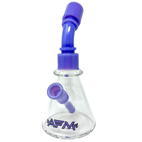 AFM 8" One Shot Clear Glass Mini Dab Rig with Bent Neck and Colored Accents