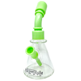 AFM 8" One Shot Clear Glass Mini Dab Rig with Bent Neck and Colored Accents