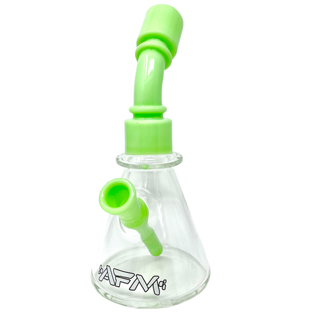 AFM 8" One Shot Clear Glass Mini Dab Rig with Bent Neck and Colored Accents